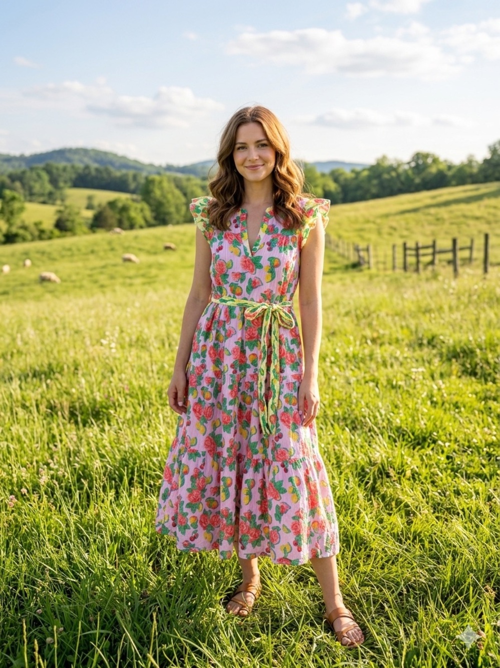$198 Roller Rabbit Floral Cotton Midi Dress – Size XXS